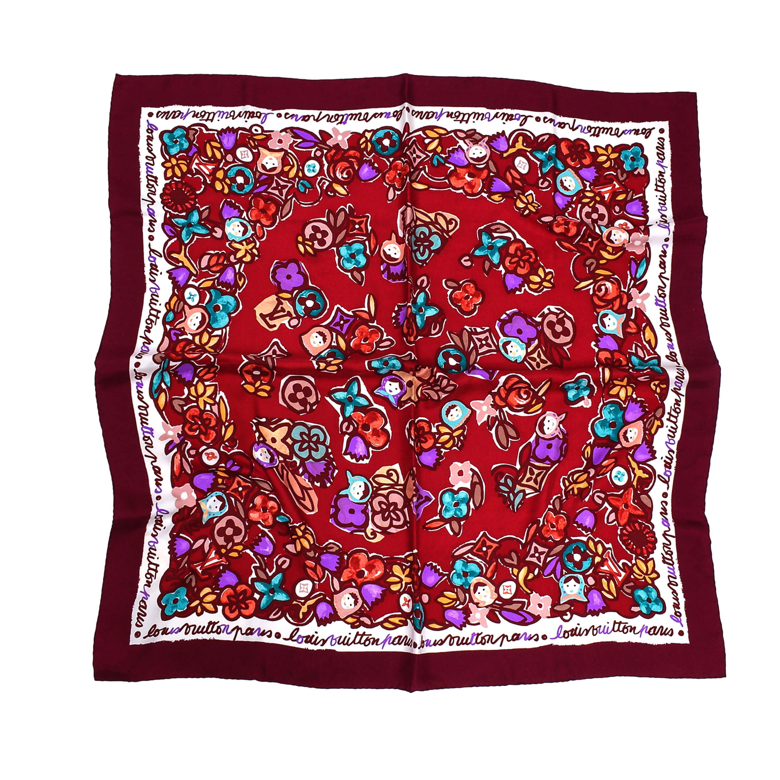 Louis Vuitton - Bordeaux Matryoshka Fleurs Silk Scarf